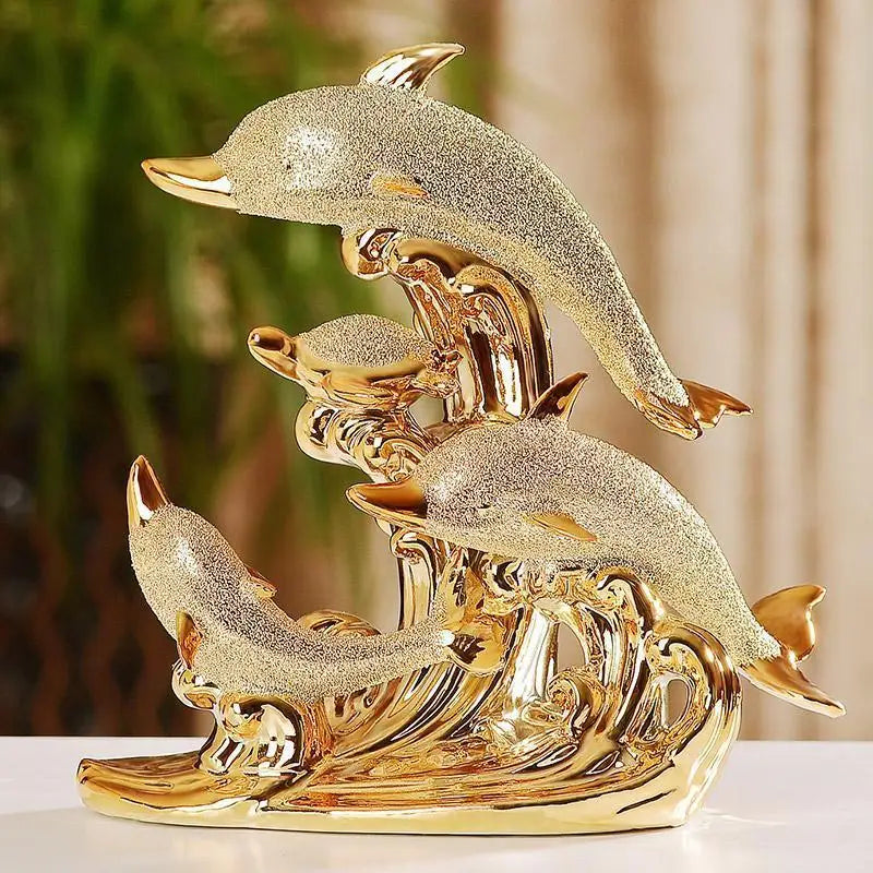 Ceramic Gold Animal Porcelain Figurines for Wedding Decor.